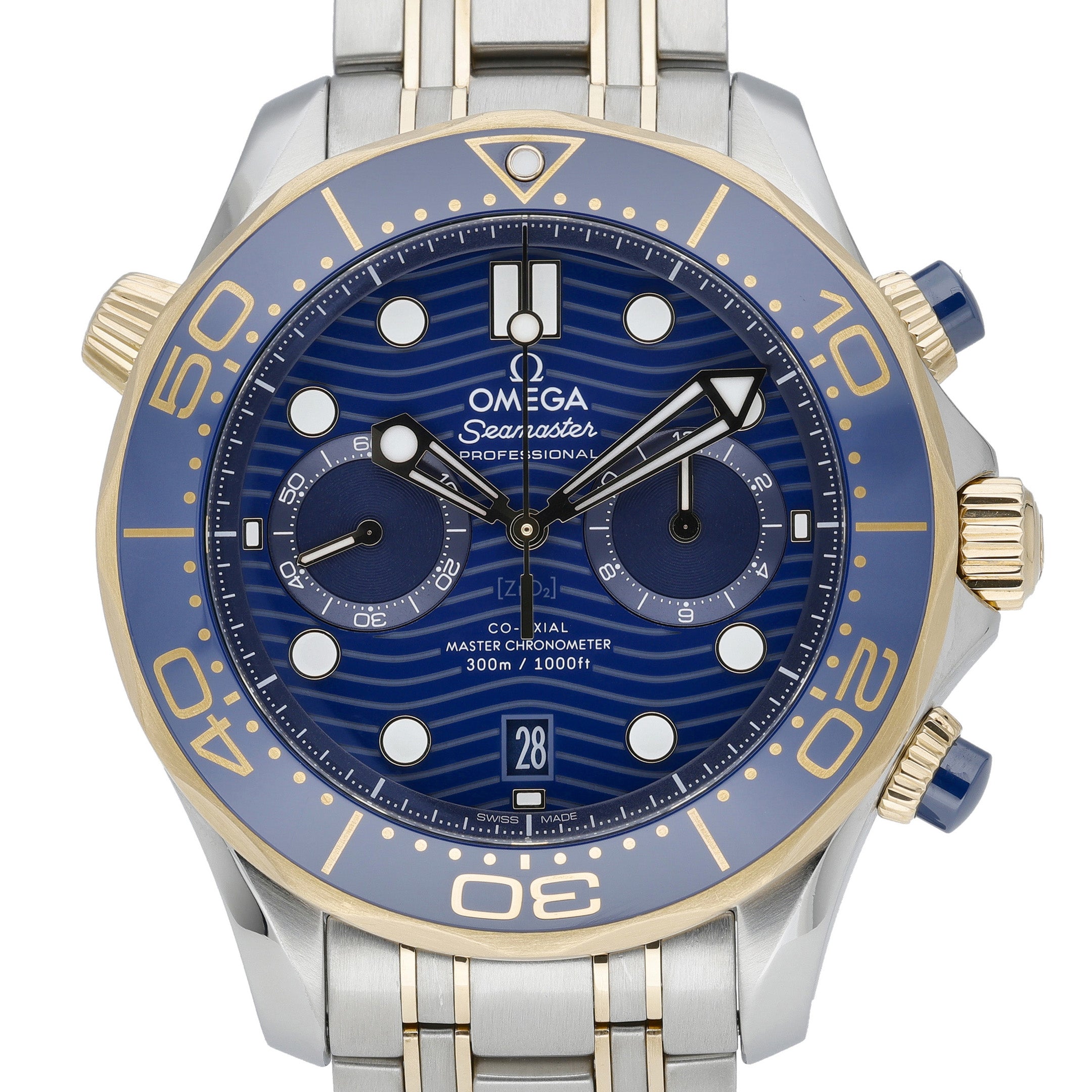 Omega Seamaster Diver 300 M 210.20.44.51.03.001 with blue dial and steel & yellow gold case