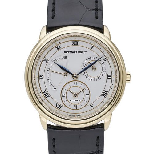 Audemars Piguet Dual Time 25685BA with white dial and 18ct yellow gold case