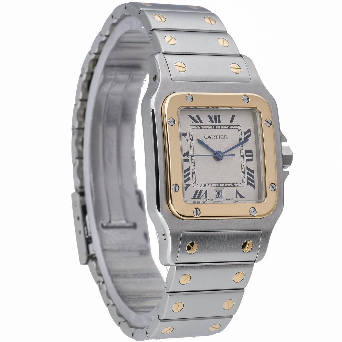 Cartier Santos Galbee 1566 with white dial and steel & yellow gold case - product image 4