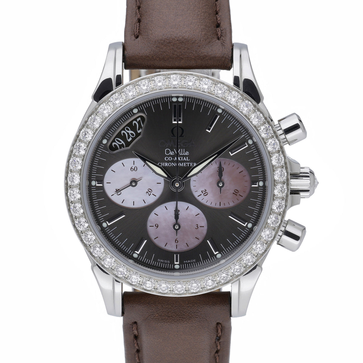 Omega De Ville Co-Axial 4877.60.37 with brown dial and steel case