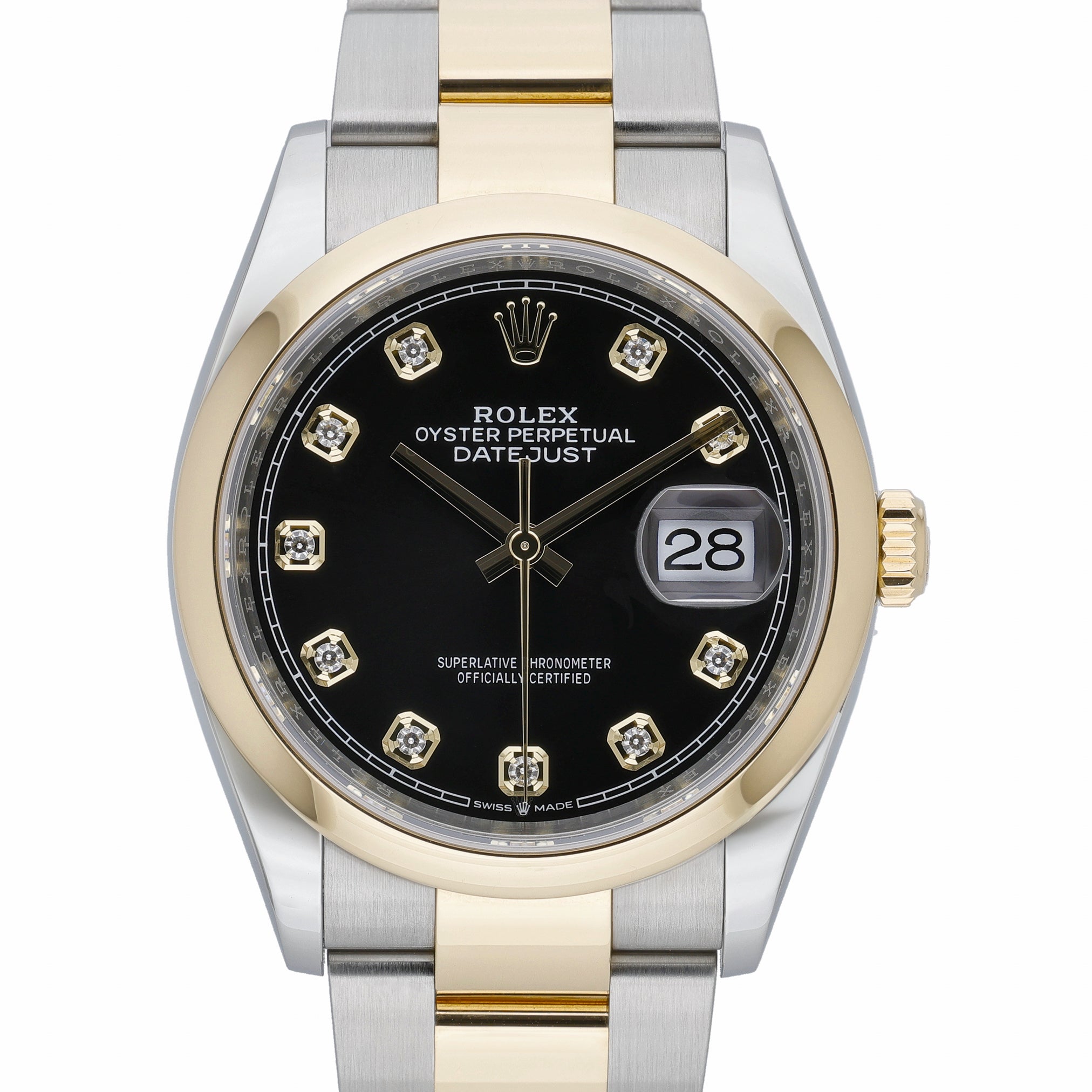 Rolex Datejust 126203 with black dial and steel & yellow gold case