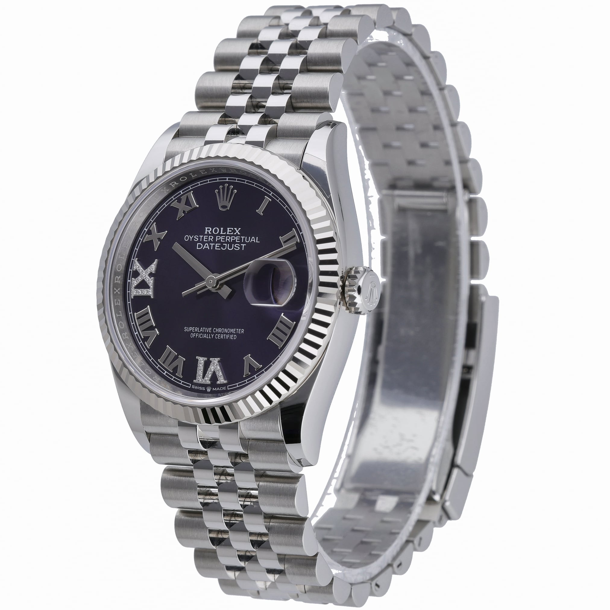 Rolex Datejust 36 126234 with aubergine set with diamonds dial and steel & white gold case - product image 3