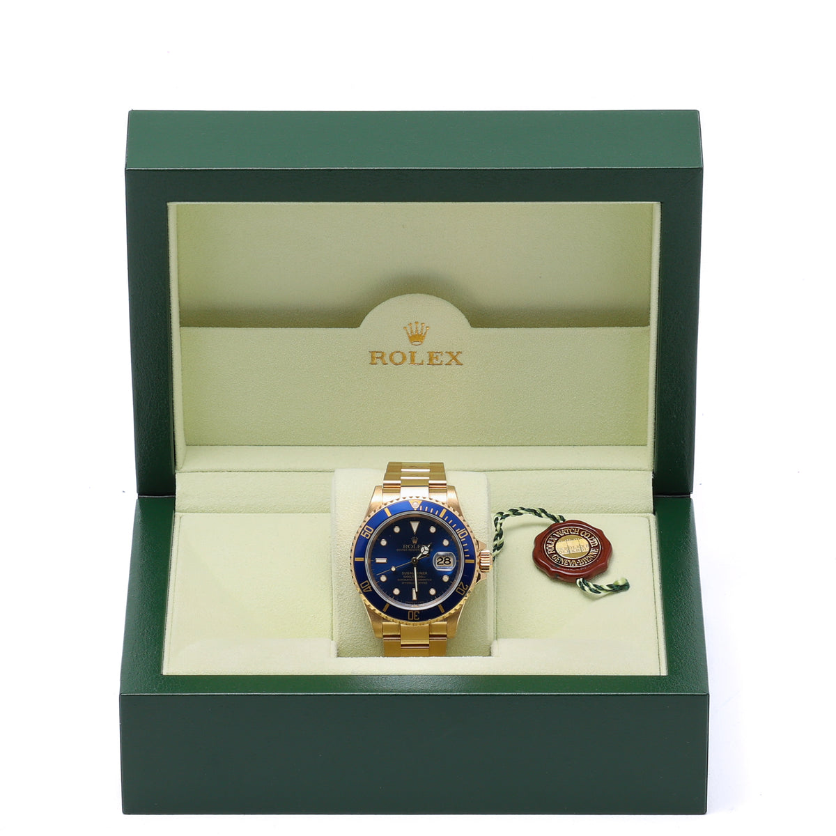 Rolex Submariner 16618LB with blue dial and 18ct yellow gold case