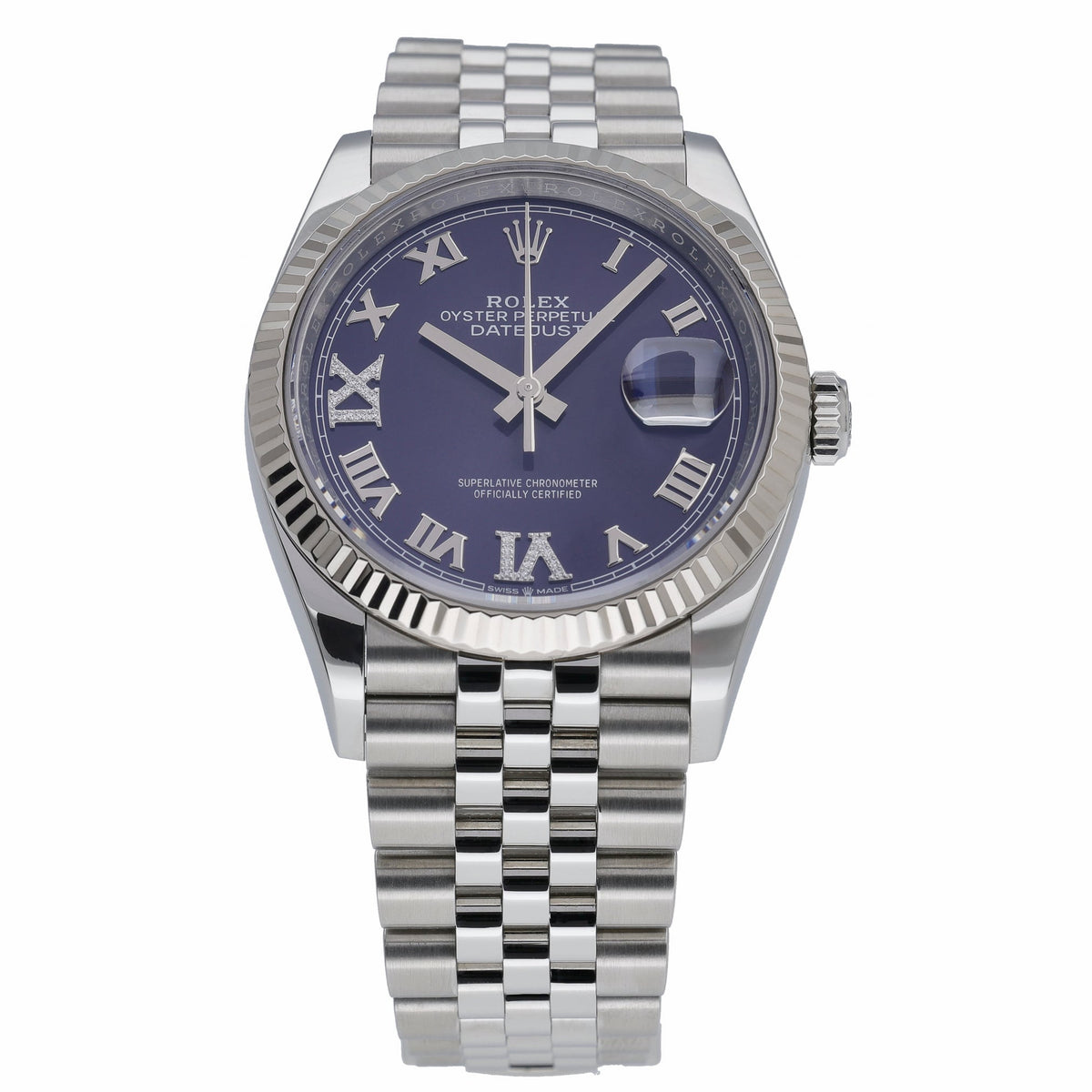 Rolex Datejust 126234 with aubergine set with diamonds dial and steel & white gold case - product image 2