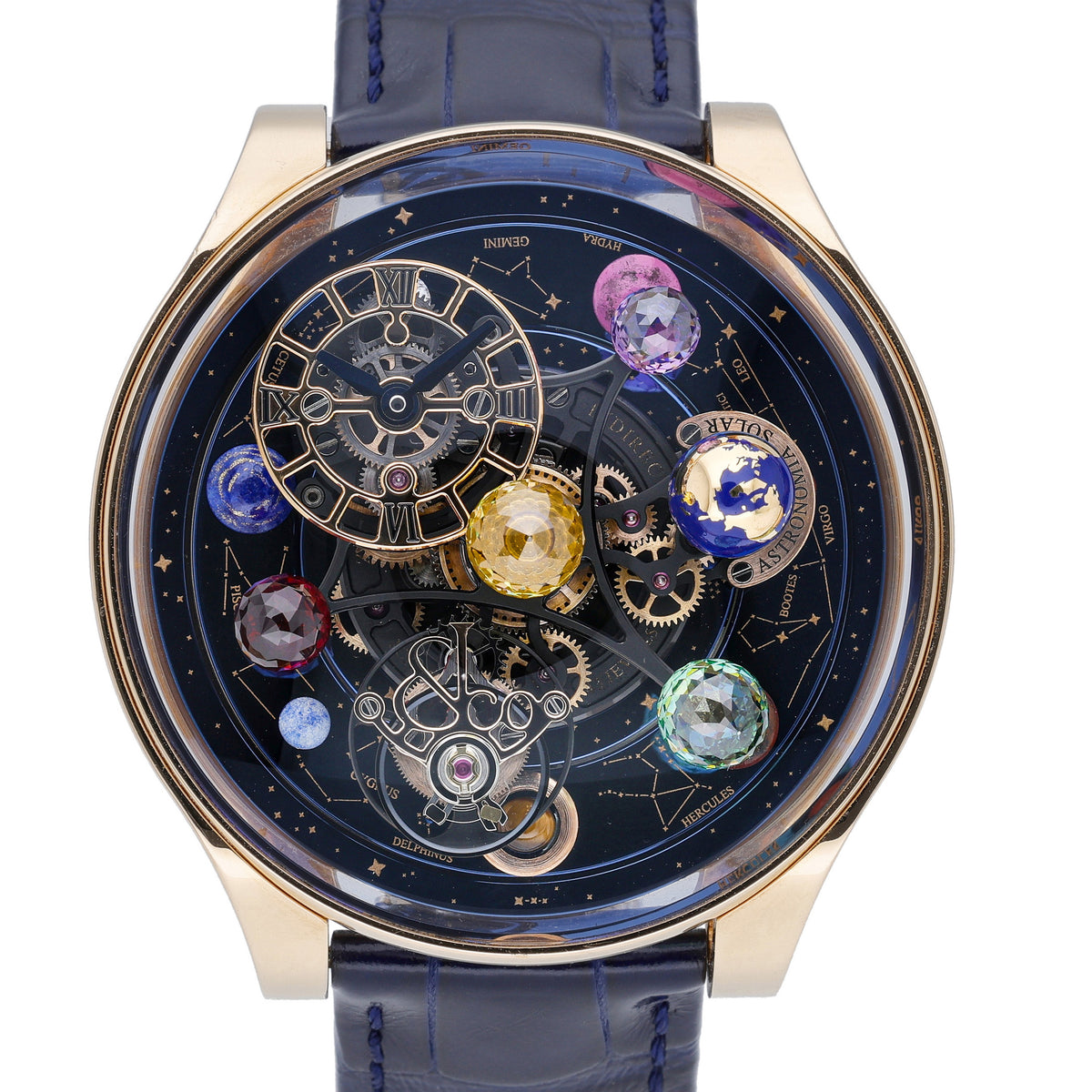 Jacob & Co Astronomia Solar Constellations AS300.40.AA.AE.A with blue dial and 18ct rose gold case
