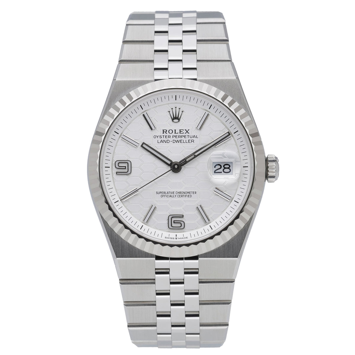 Rolex Land-Dweller 40 127334 with intense white, honeycomb motif dial and steel & white gold case - product image 2