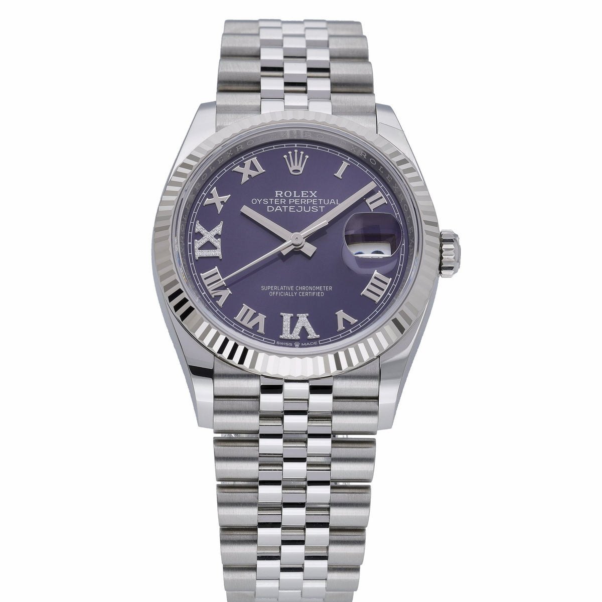 Rolex Datejust 36 126234 with aubergine set with diamonds dial and steel & white gold case - product image 2