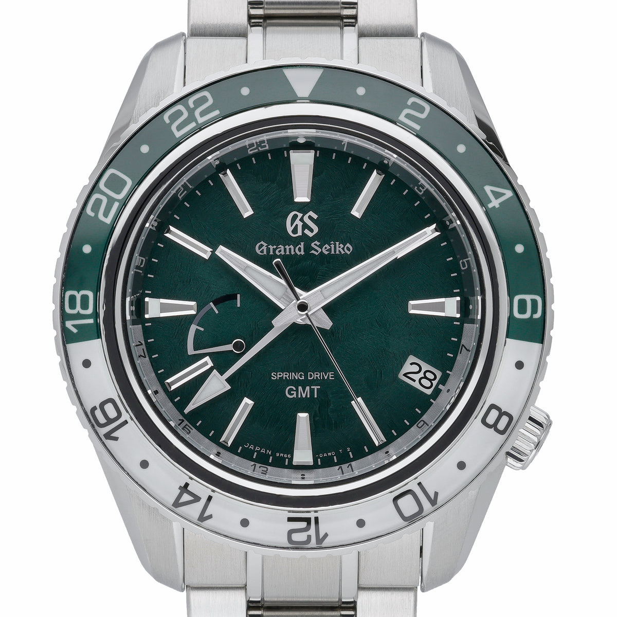 Grand Seiko Spring Drive GMT SBGE295G with green dial and steel case