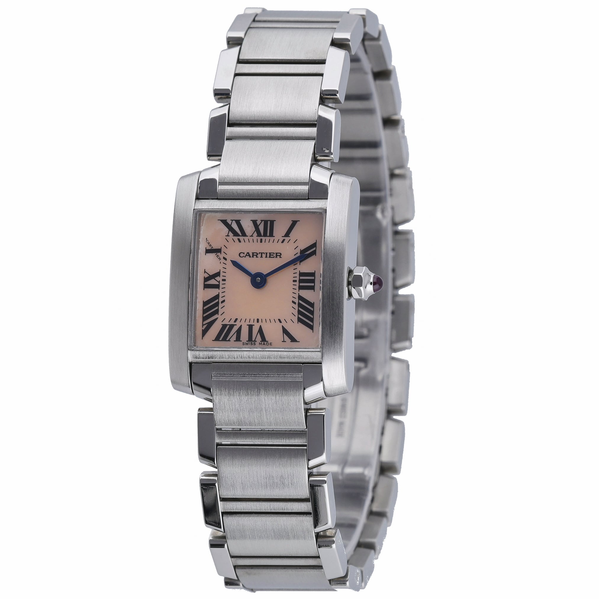 Cartier Tank Francaise 2384 with pink mop dial and steel case - product image 4