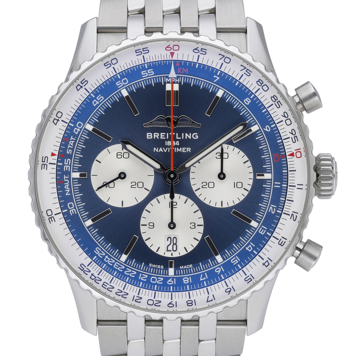 Breitling Navitimer 1 B01 Chronograph 46 AB0137211C1A1 with blue dial and steel case