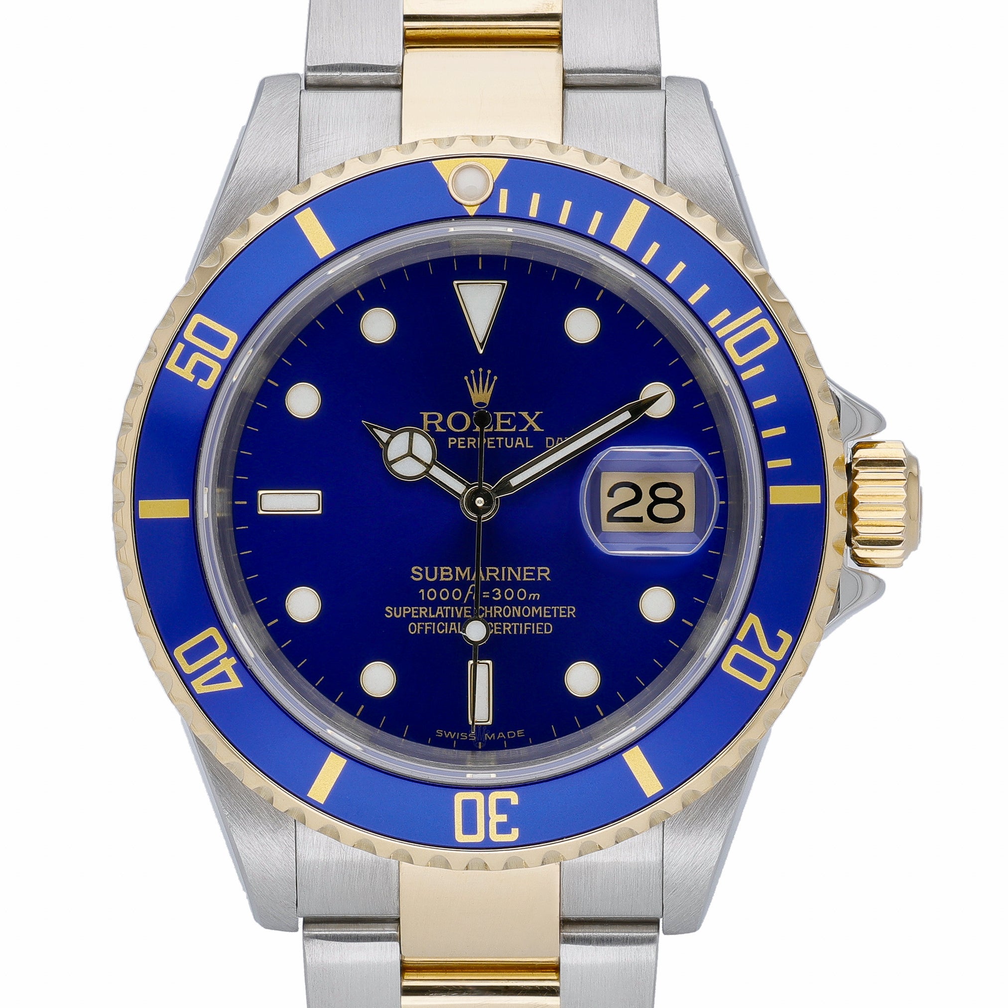 Rolex Submariner 16613LB with blue dial and steel & yellow gold case
