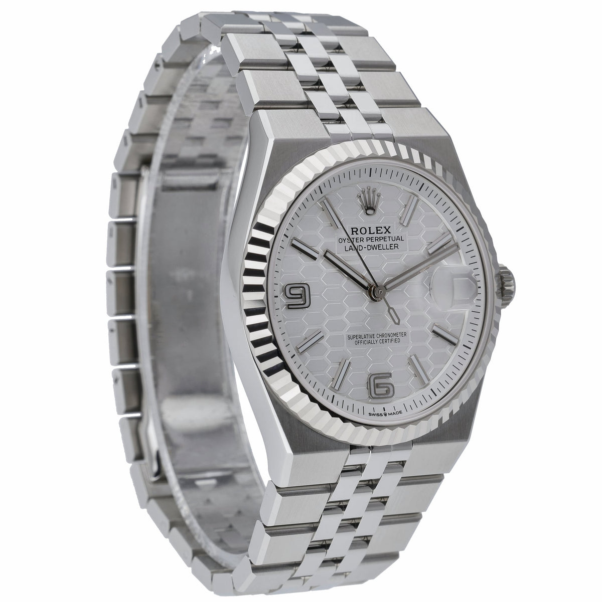 Rolex Land-Dweller 40 127334 with intense white, honeycomb motif dial and steel & white gold case - product image 4