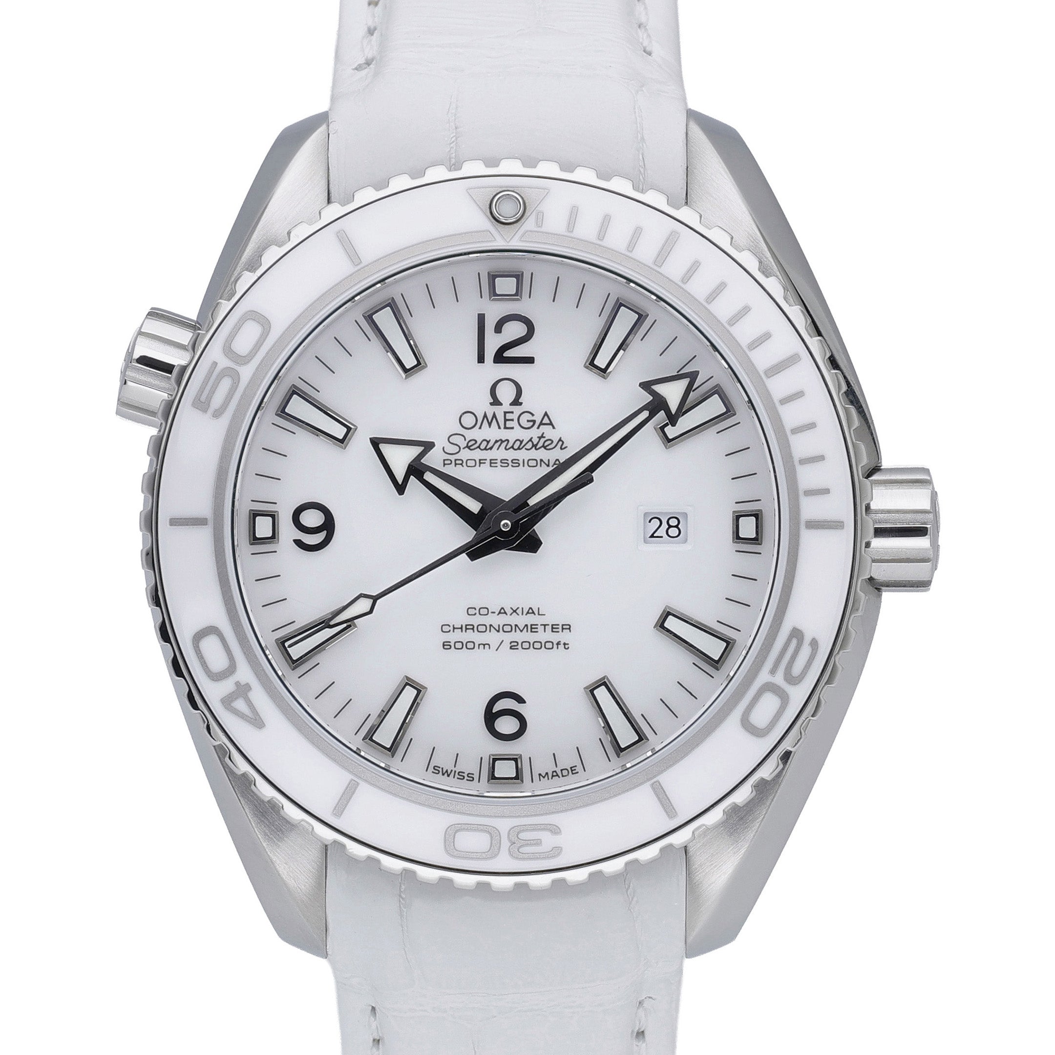 Omega Seamaster Planet Ocean 600 M 232.33.38.20.04.001 with white dial and steel case