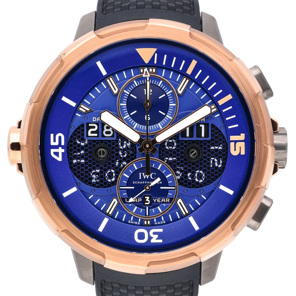IWC AQUATIMER PERPETUAL CALENDAR IW379402 with blue dial and 18ct rose gold case