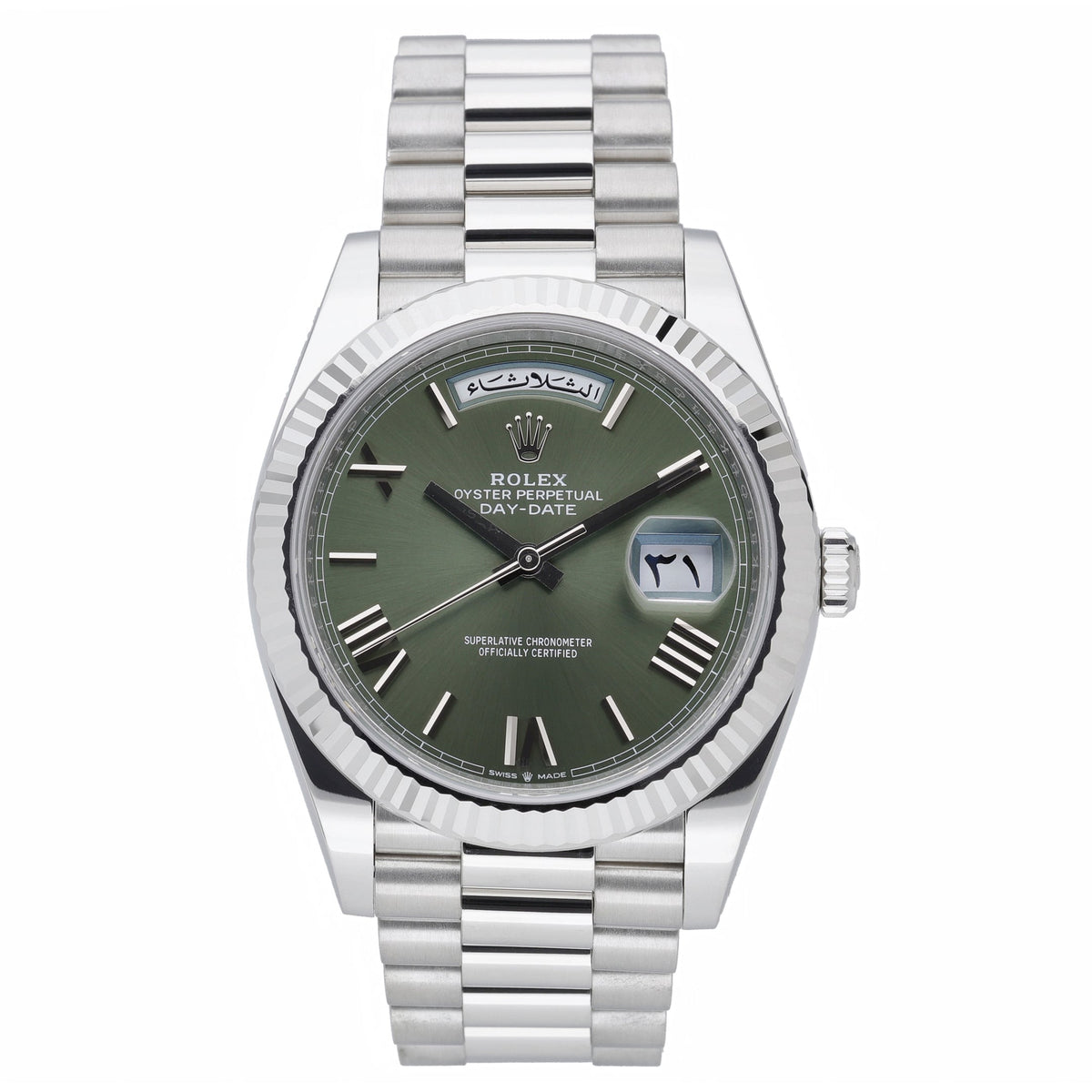 Rolex Day-Date 40 228236 with olive dial and platinum case - product image 2