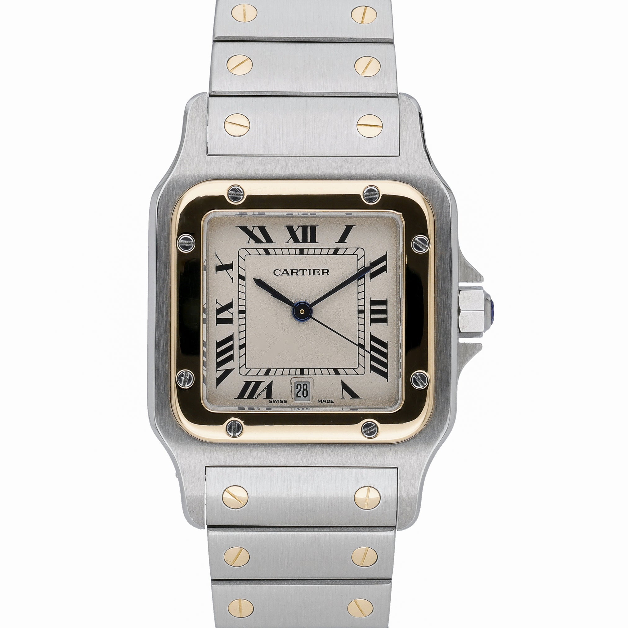 Cartier Santos Galbee 1566 with white dial and steel & yellow gold case