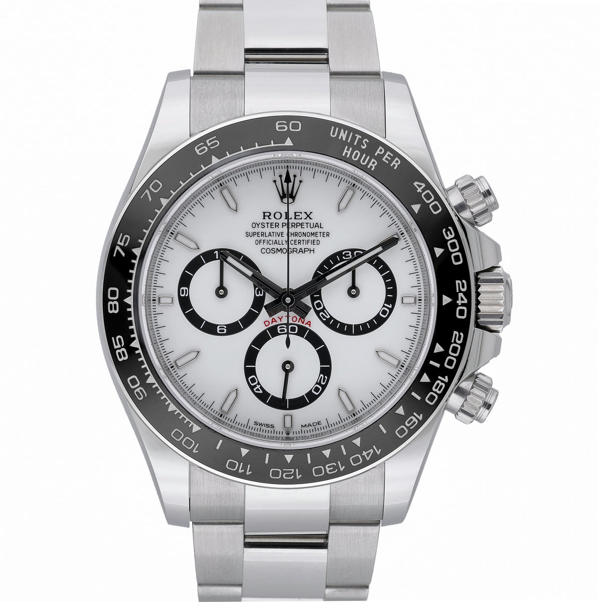 Rolex Daytona 126500LN with white dial and oystersteel case