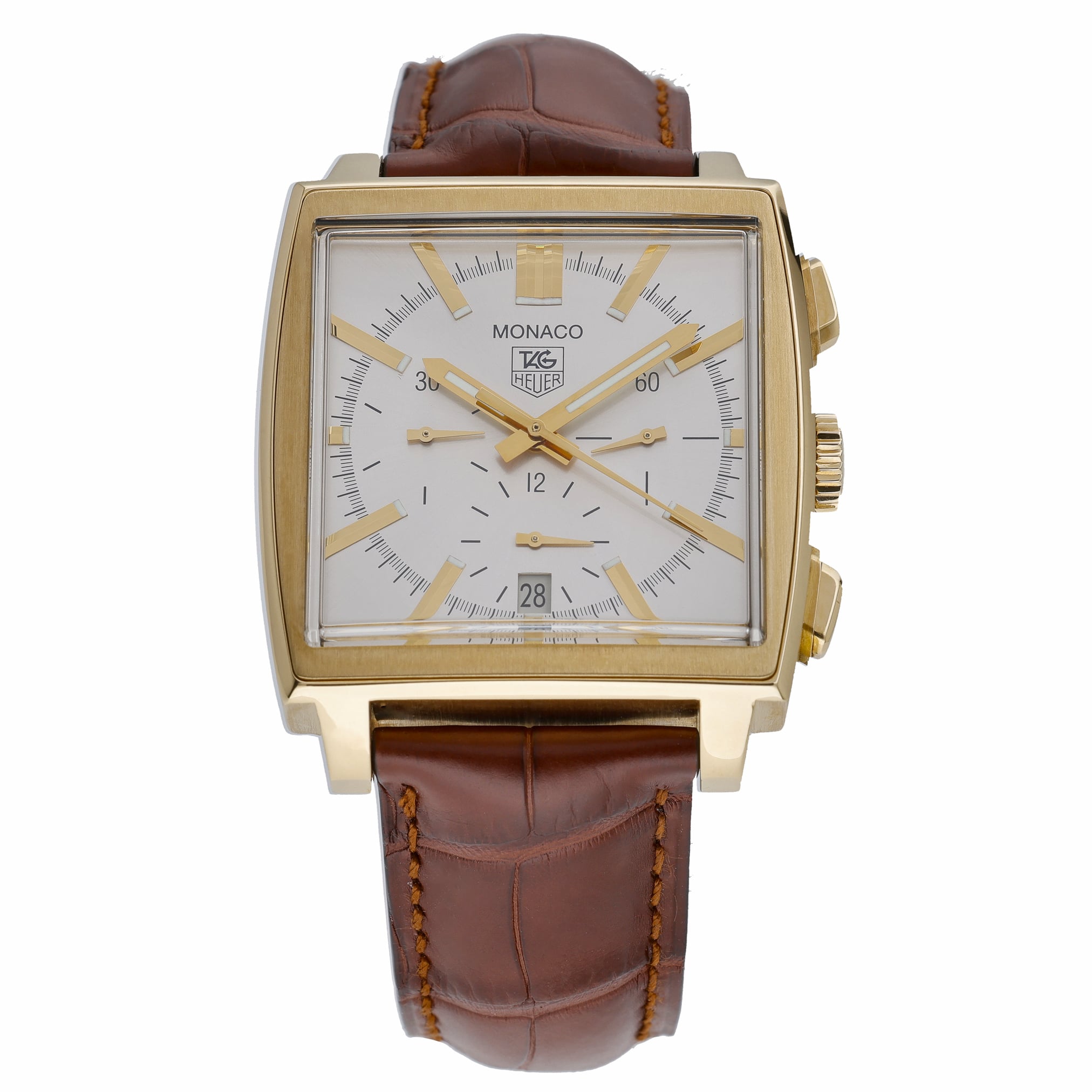 Tag Heuer Monaco CW5140 with silver dial and 18ct yellow gold case - product image 2