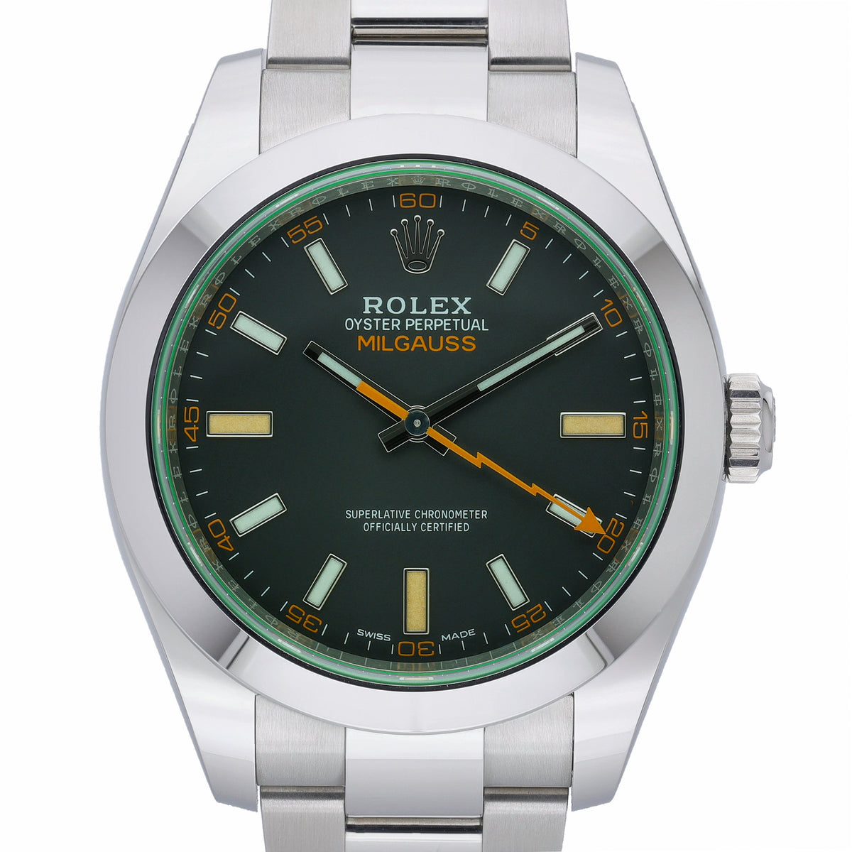 Rolex Milgauss 116400GV with black dial and oystersteel case