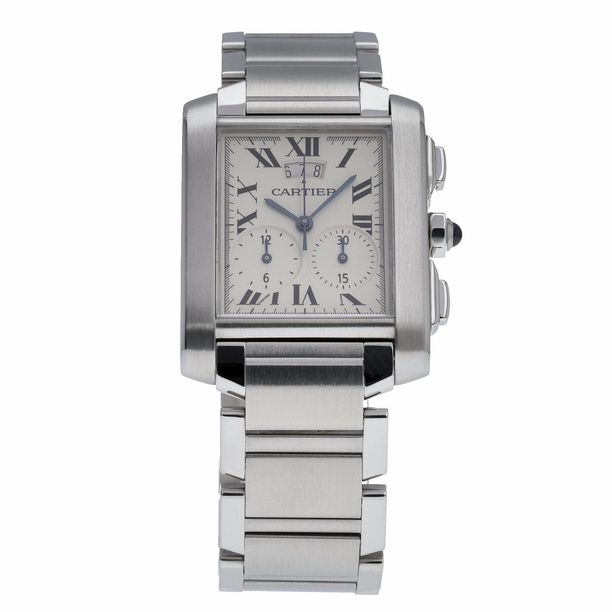 Cartier Tank Francaise Chronoflex 2653 with white dial and steel case - product image 2