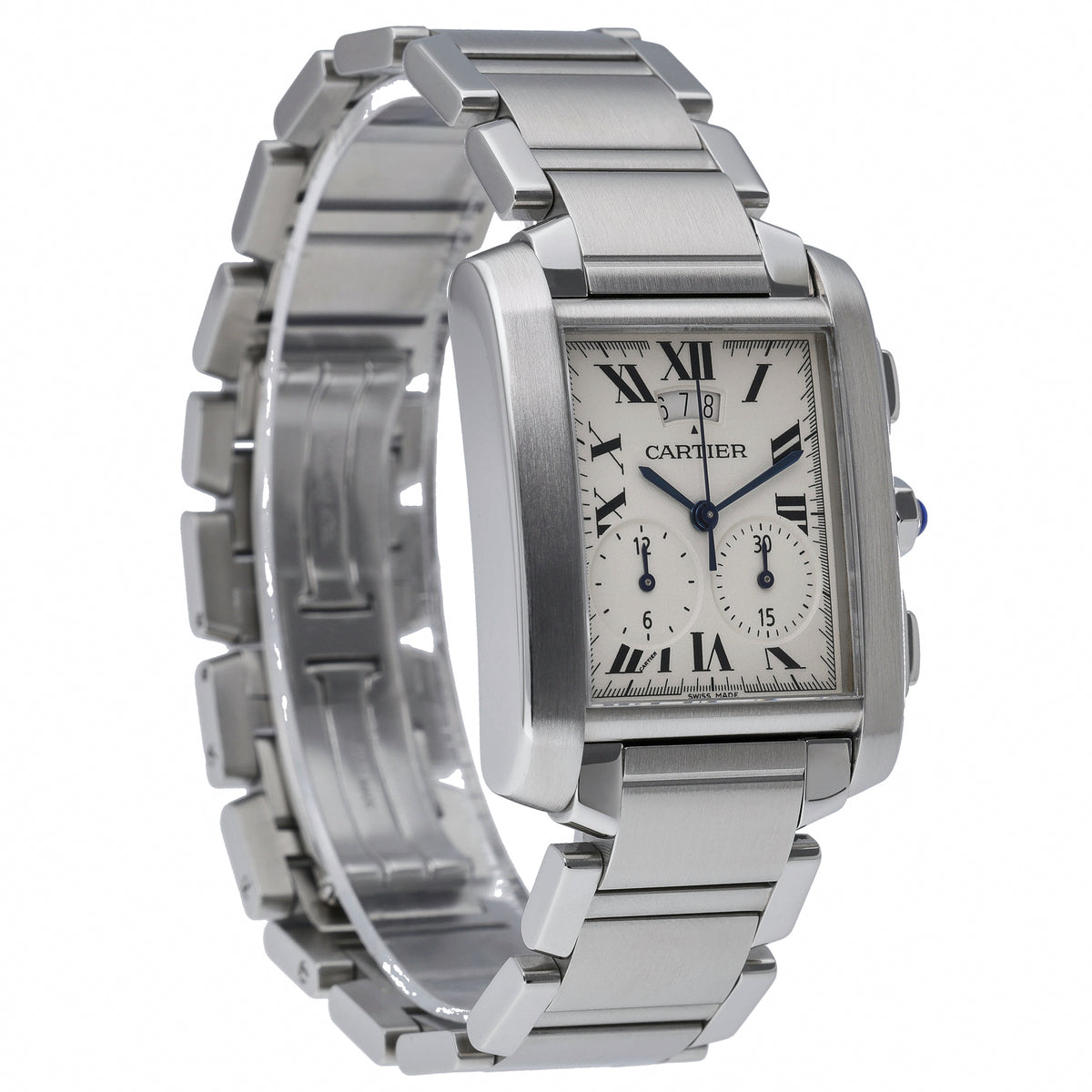 Cartier Tank Francaise Chronoflex 2653 with white dial and steel case - product image 4