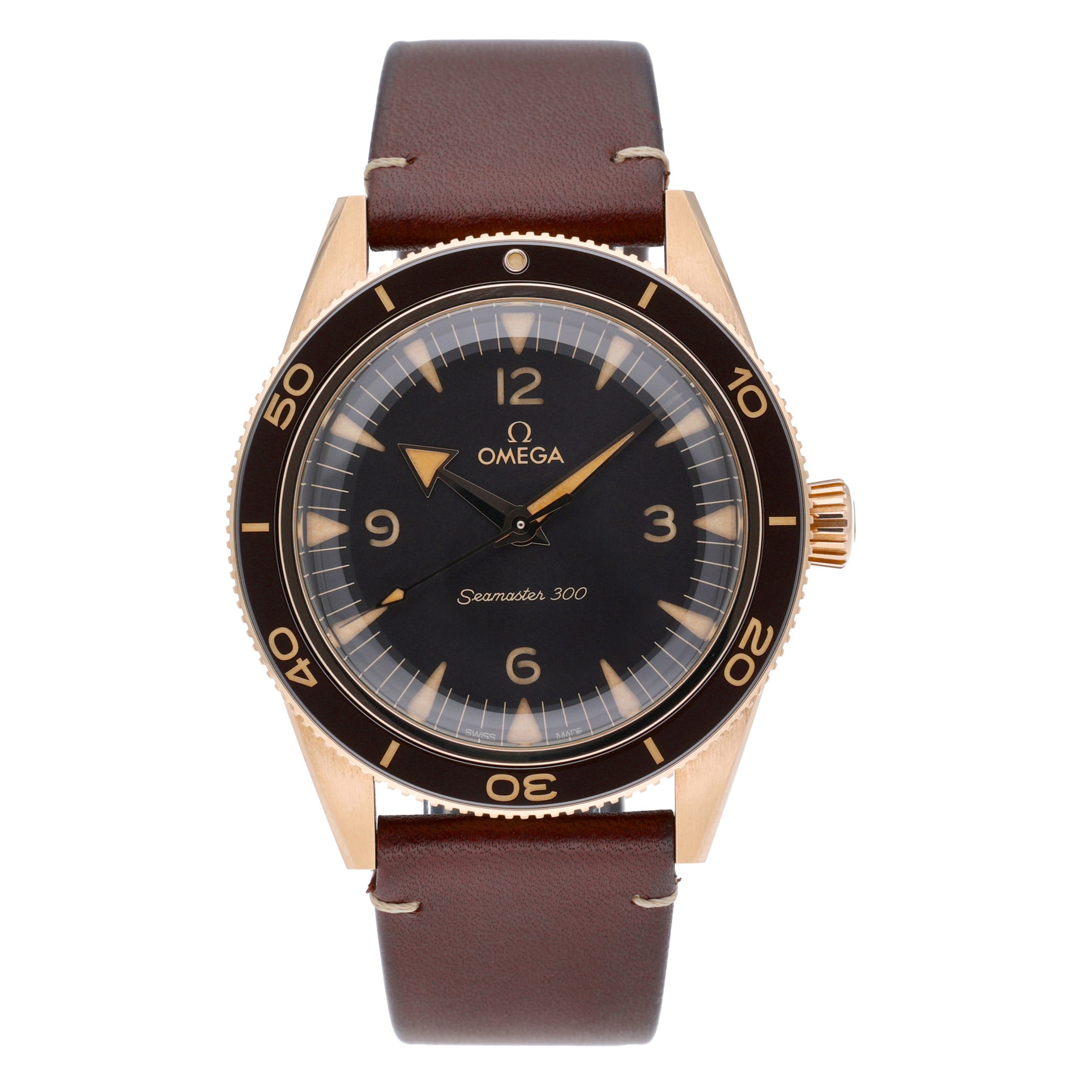 Omega Seamaster 300 234.92.41.21.10.001 with brown dial dial and 9ct gold case - product image 2