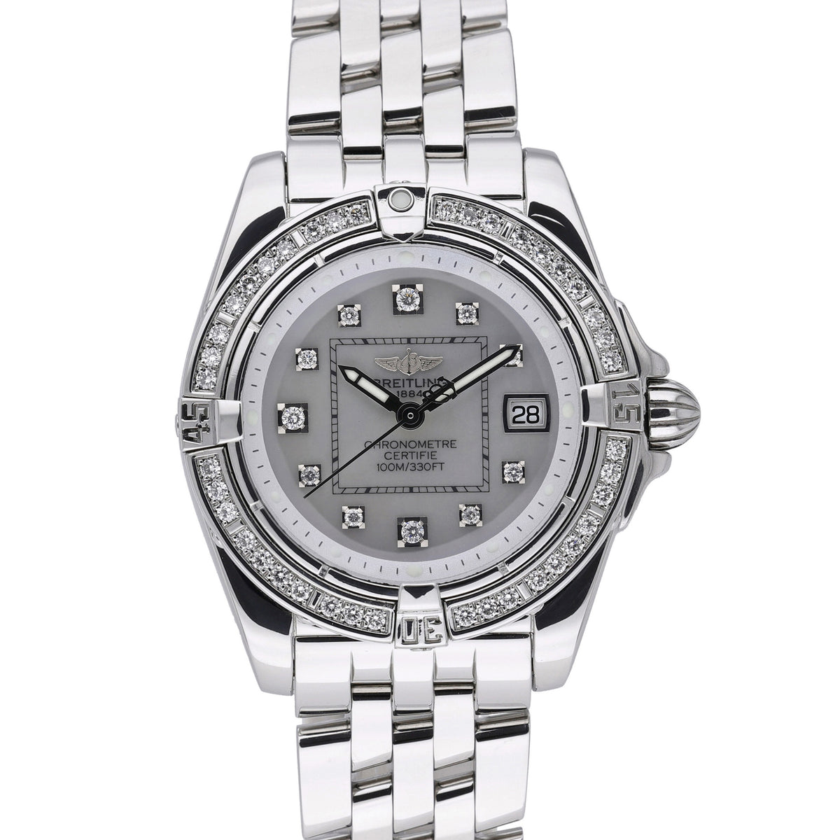 Breitling Cockpit A71356 with mother of pearl dial and steel case