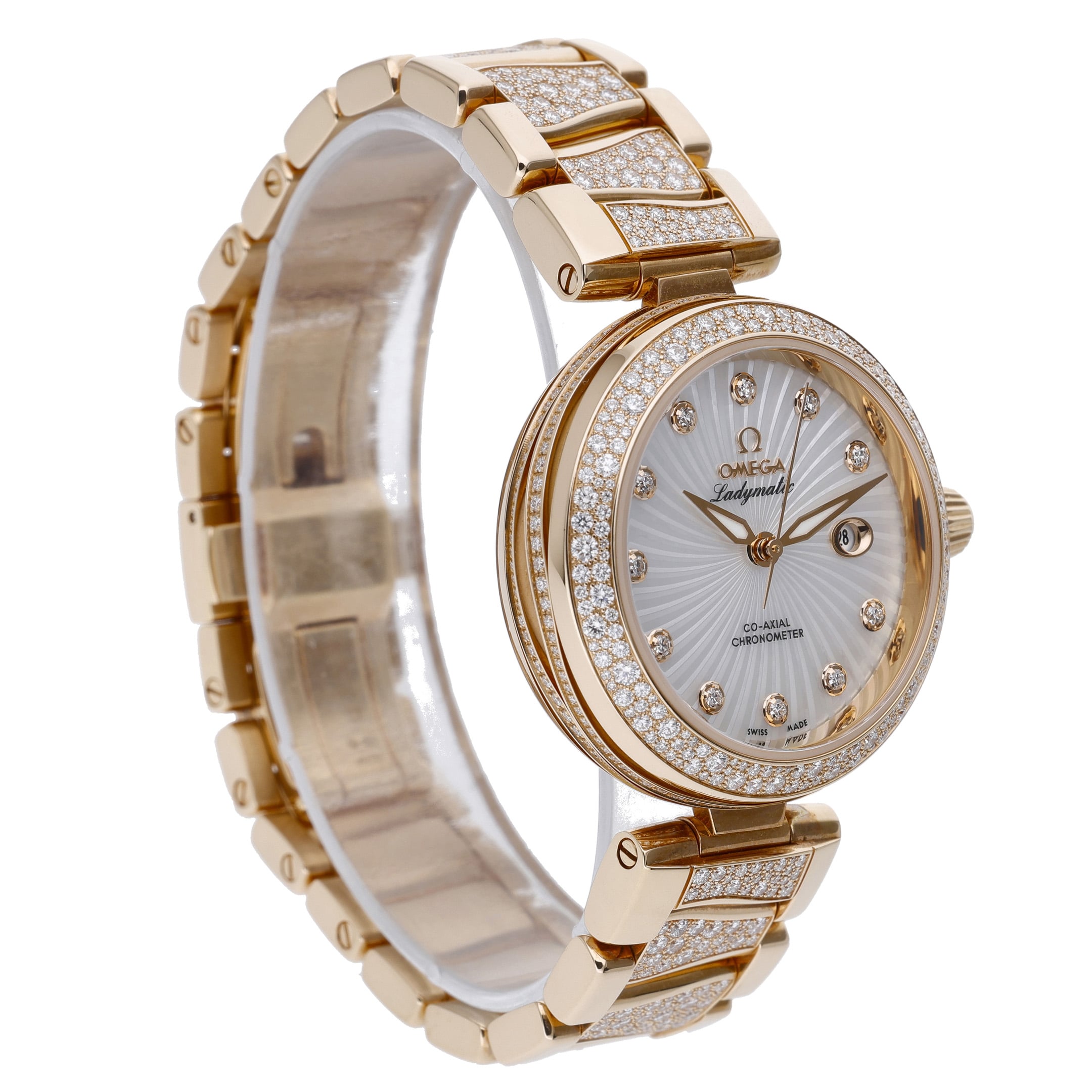 Omega De Ville Ladymatic 425.65.34.20.55.005 with mother of pearl dial and 18ct rose gold case - product image 4