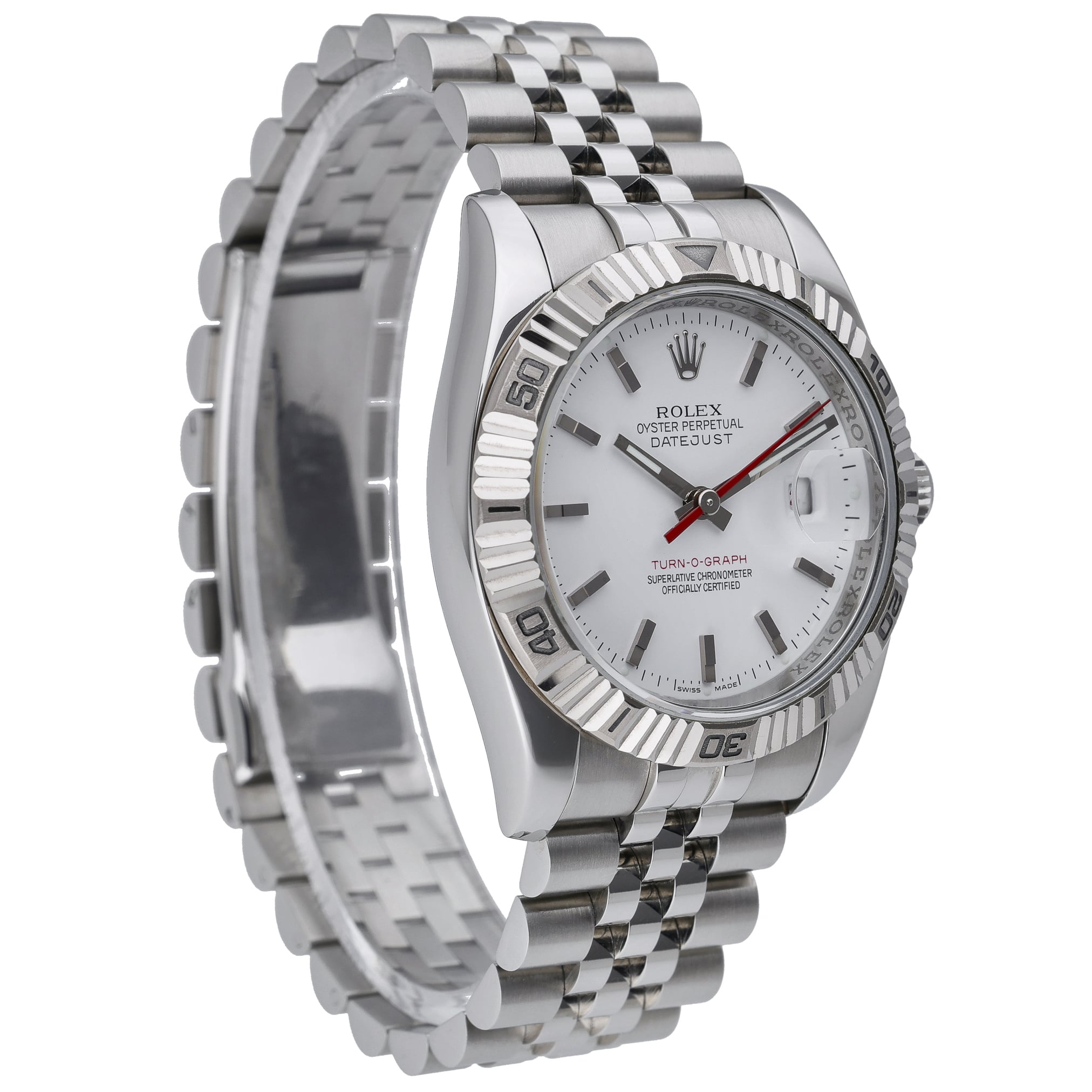 Rolex Turn-O-Graph 116264 with white dial and oystersteel and white gold case - product image 4