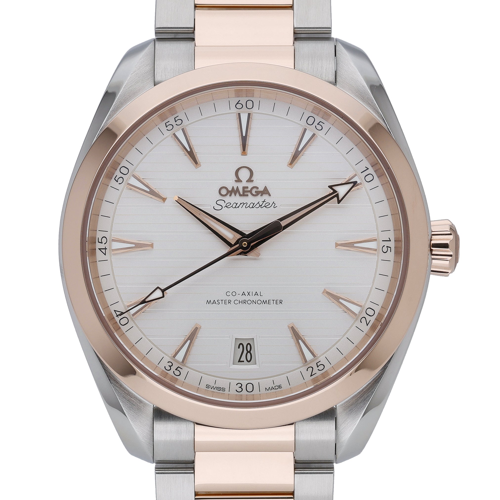 Omega Aqua Terra 150 M 220.20.41.21.02.001 with silver dial and steel & rose gold case
