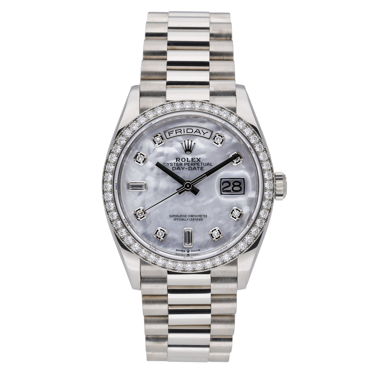 Rolex Day-Date 128349RBR with mop diamond dial dial and 18ct white gold case - product image 2