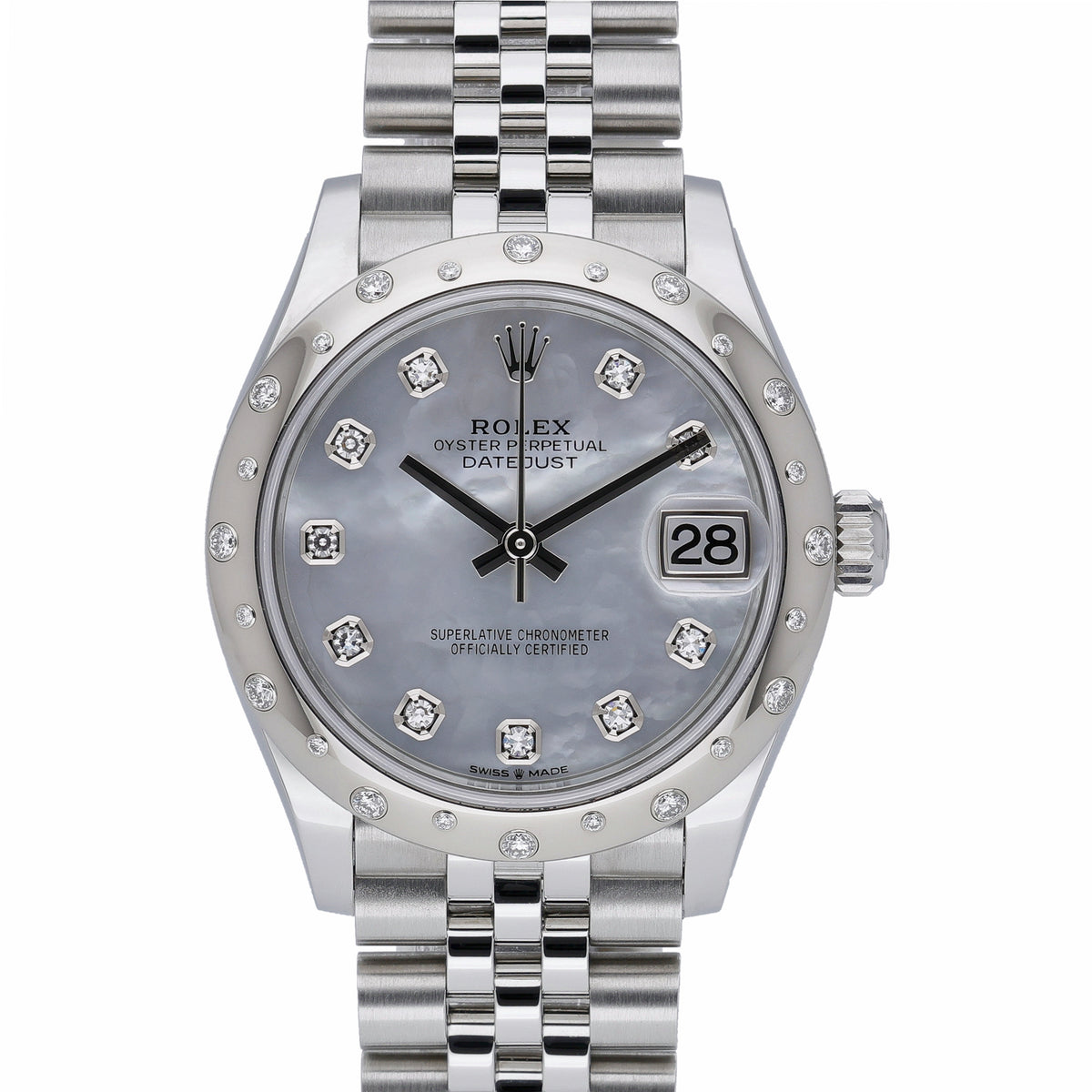 Rolex Datejust 278344RBR with mother of pearl dial and oystersteel case
