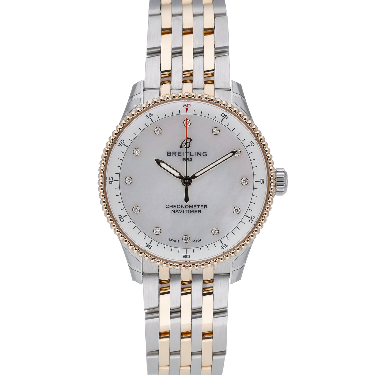 Breitling Navitimer 32 U77320 with mop diamond dial dial and steel & rose gold case