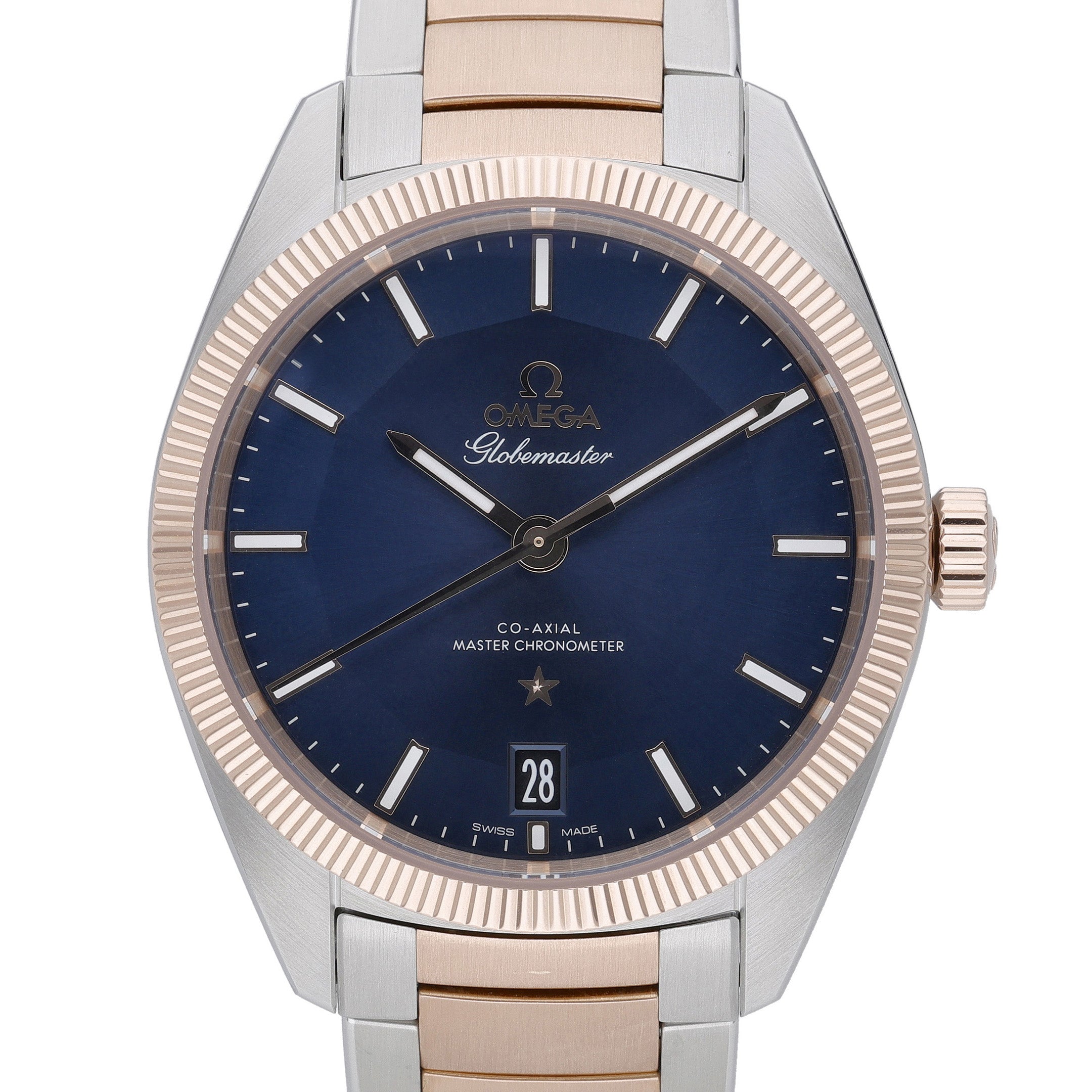 Omega Constellation Globemaster 130.20.39.21.03.001 with blue dial and steel & rose gold case