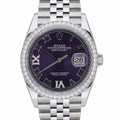 Rolex Datejust 126284RBR with aubergine set with diamonds dial and steel & white gold case