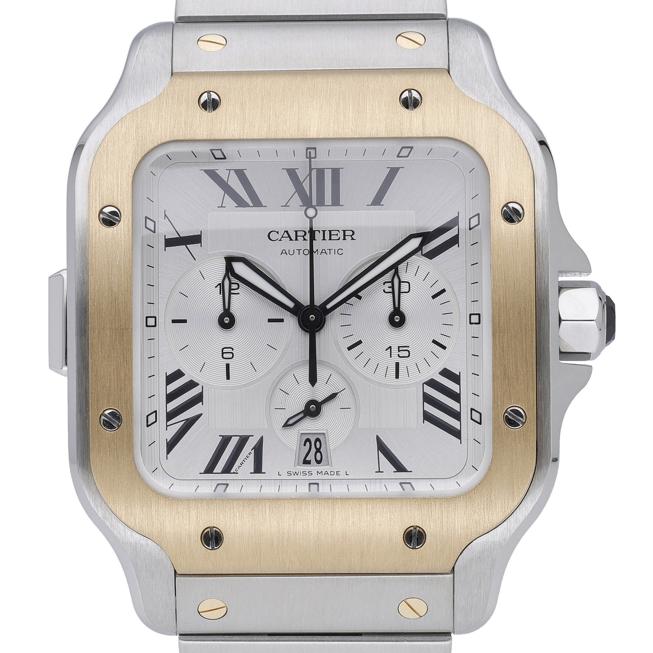 Cartier Santos De Cartier W2SA0008 with silver dial and steel & yellow gold case