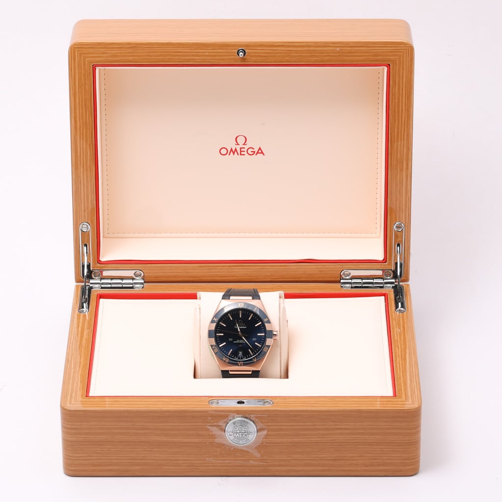 Omega Constellation 131.63.41.21.03.001 with blue dial and 18ct rose gold case
