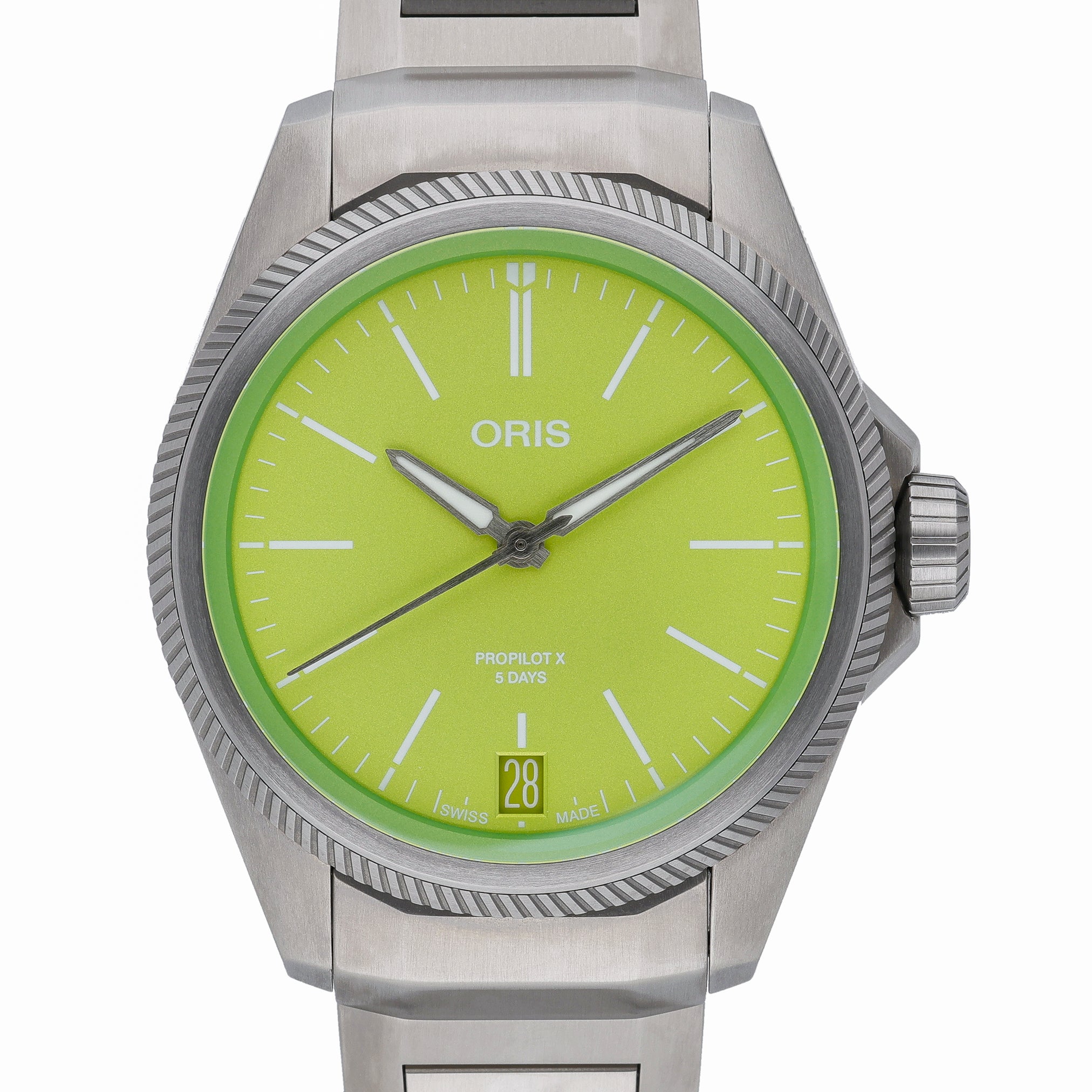 Oris Pro Pilot x Kermit 01 400 7778 7157 with green dial and titanium case
