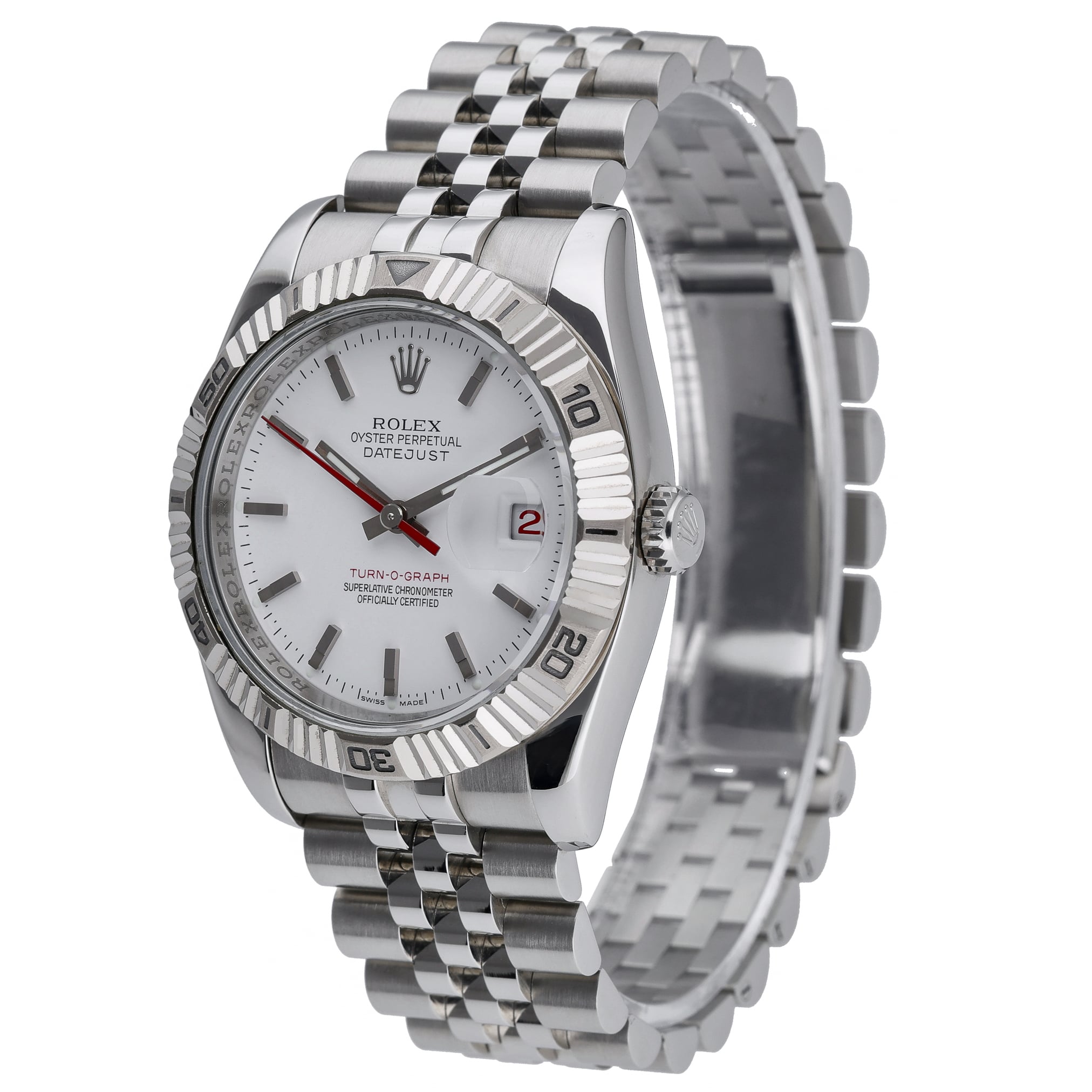 Rolex Turn-O-Graph 116264 with white dial and oystersteel and white gold case - product image 3