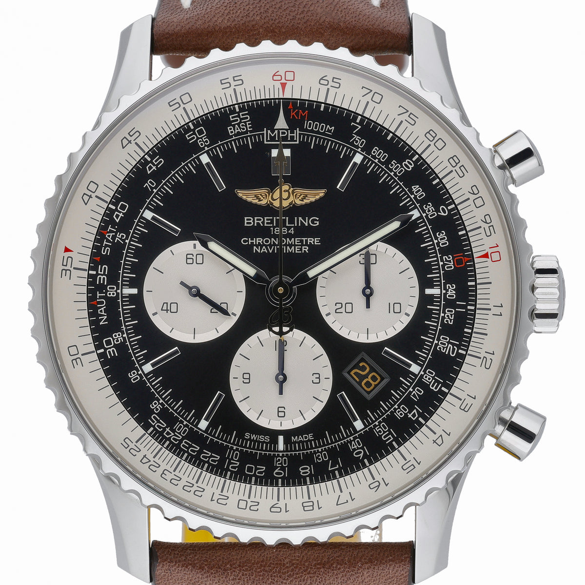 Breitling Navitimer 01 AB0129 with black dial and steel case