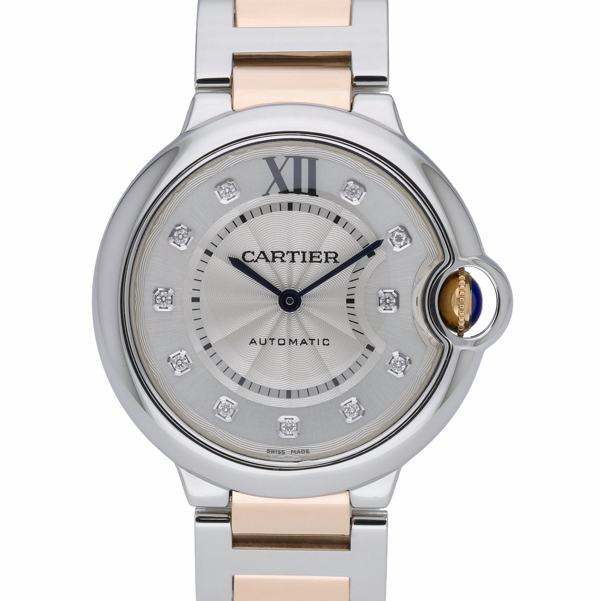 Cartier Ballon Bleu 3284 with silver dial and steel & rose gold case
