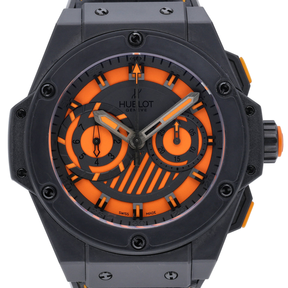 Hublot VENDOME 715.C1.1110.GR.KR010 with orange dial and pvd case