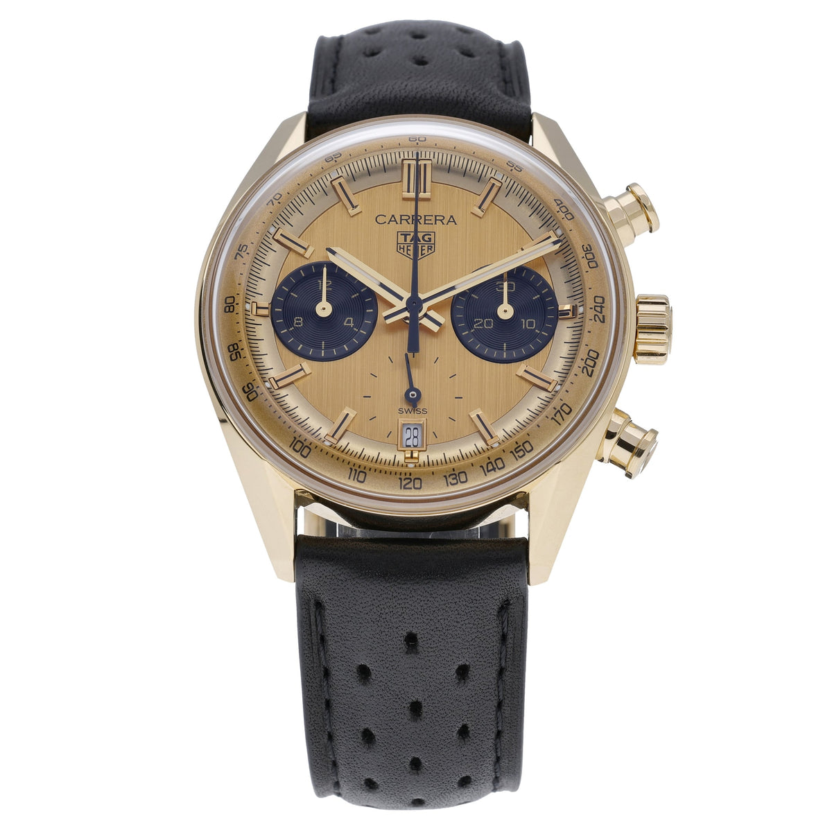 Tag Heuer Carrera Chronograph CBS2240 with champagne dial and 18ct yellow gold case - product image 3