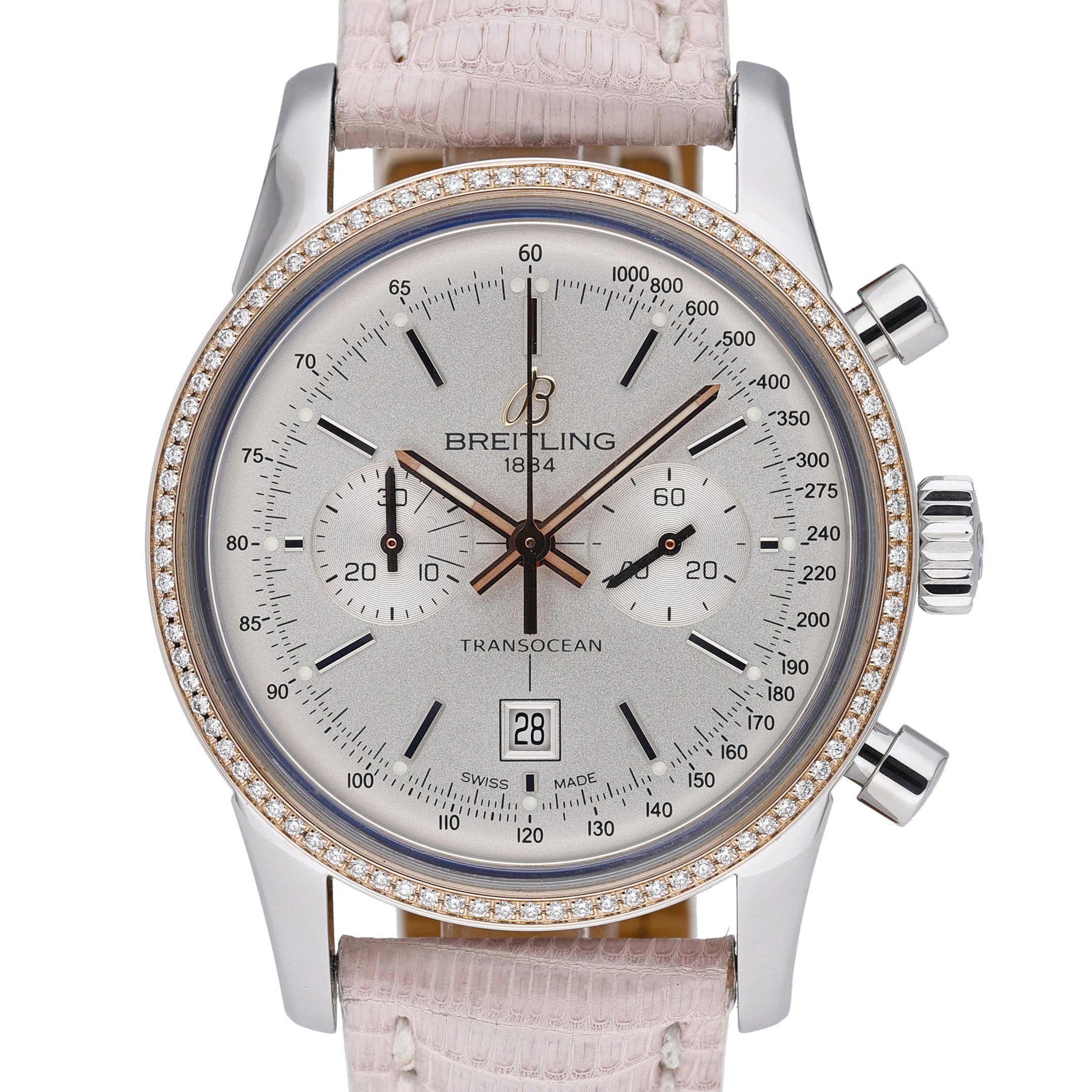 Breitling Transocean Chronograph U4131053 with silver dial and steel case