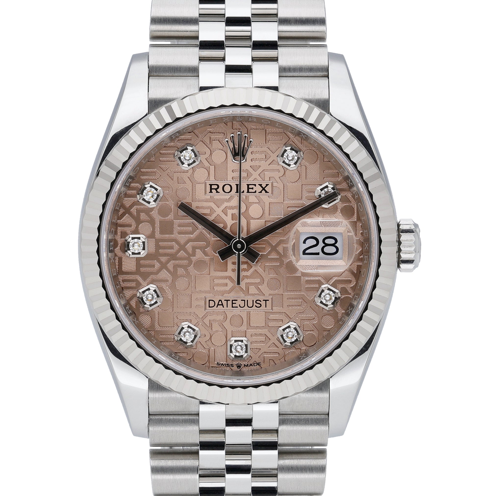 Rolex Datejust 36 126234 with pink jubilee dial and steel & white gold case