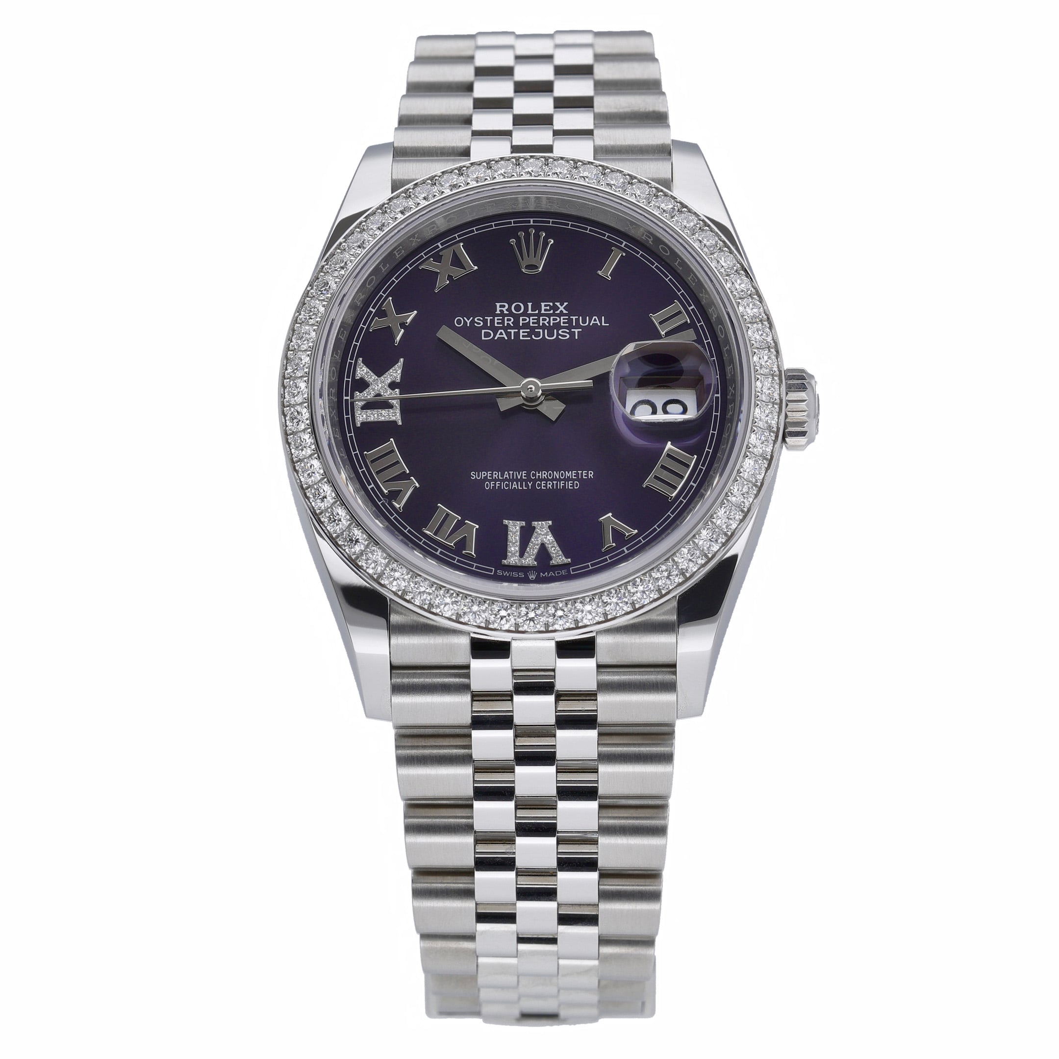 Rolex Datejust 126284RBR with aubergine set with diamonds dial and steel & white gold case - product image 3