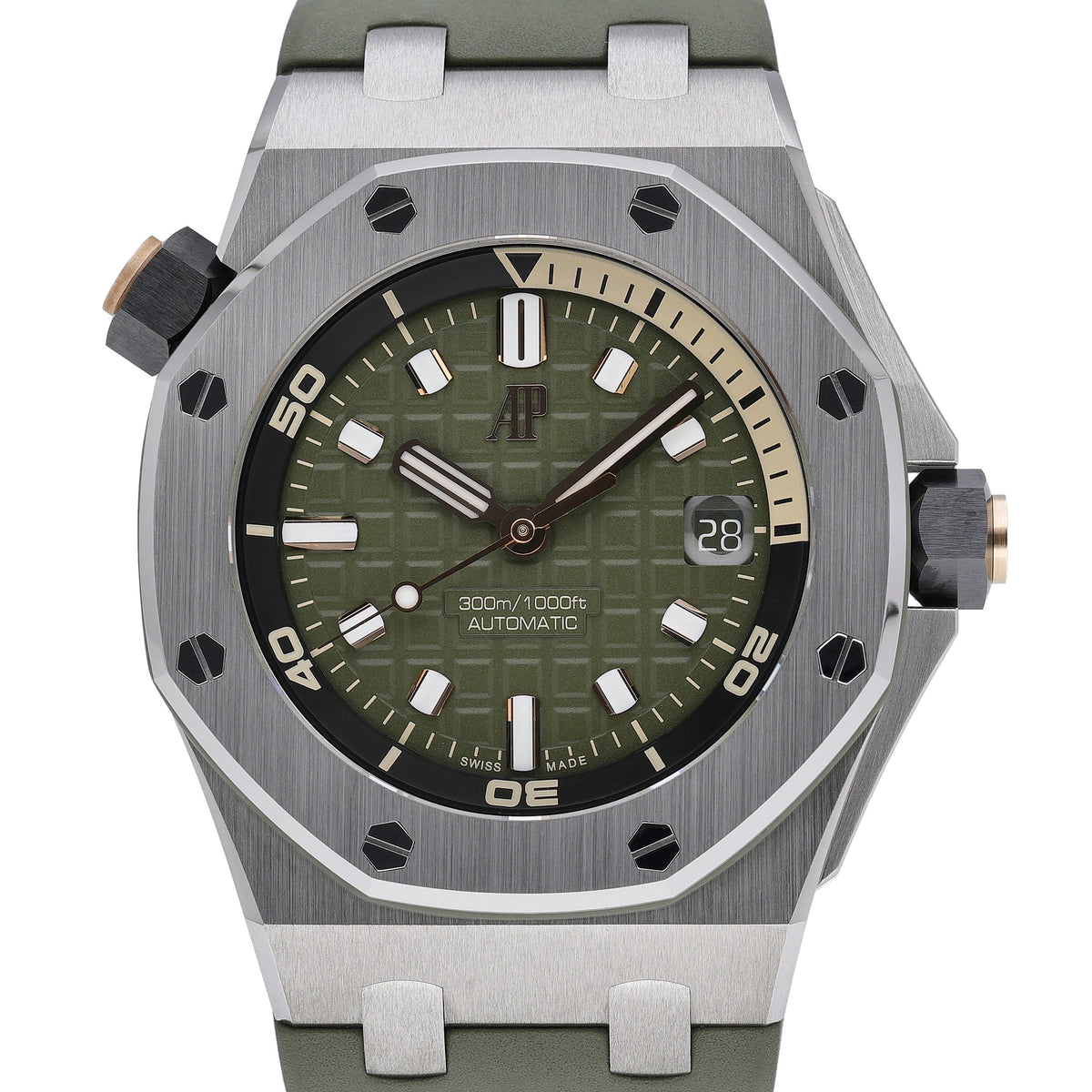 Audemars Piguet Royal Oak Offshore Diver 15720ST.OO.A052CA.01 with khaki dial and steel case
