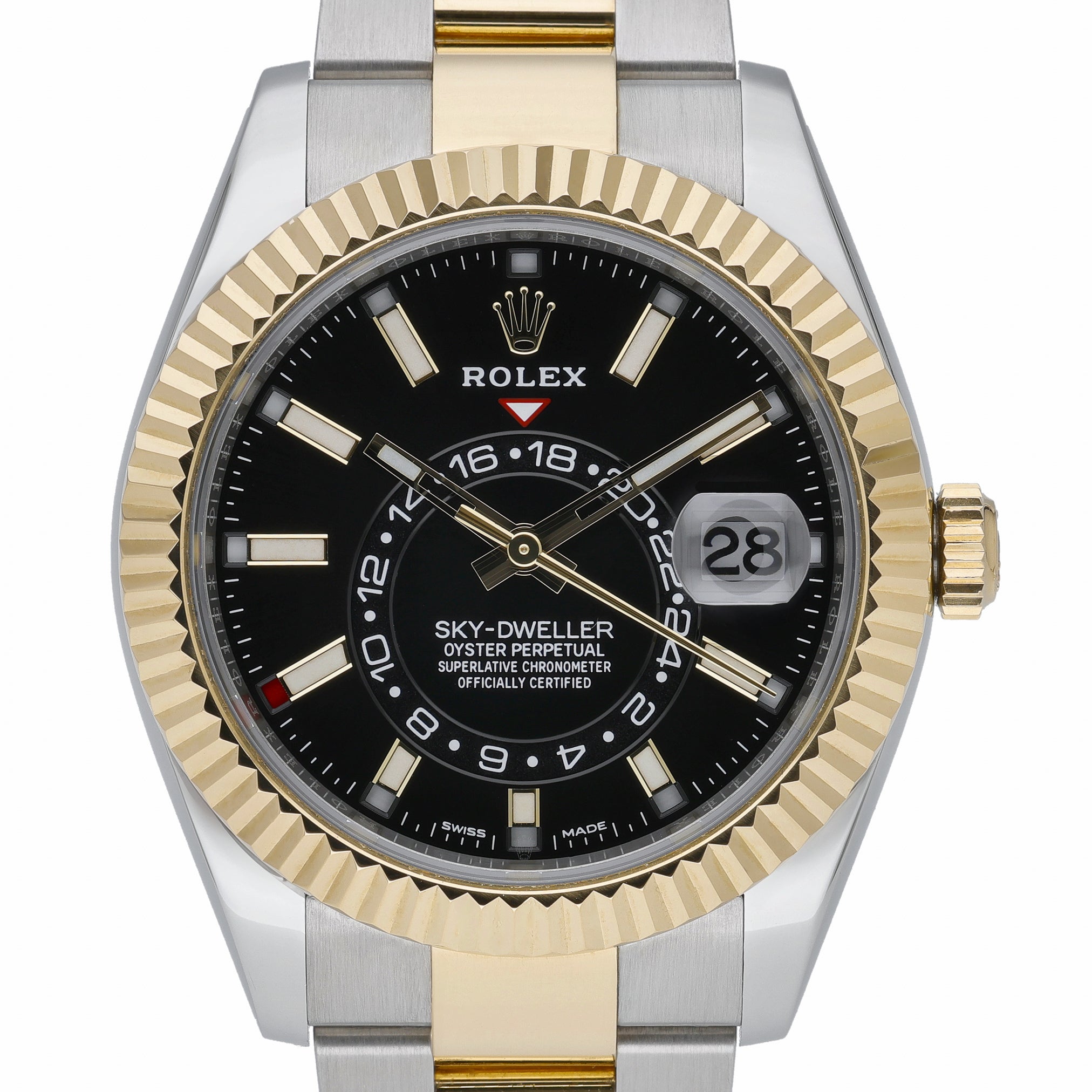 Rolex Sky-Dweller 326933 with black dial and steel & yellow gold case