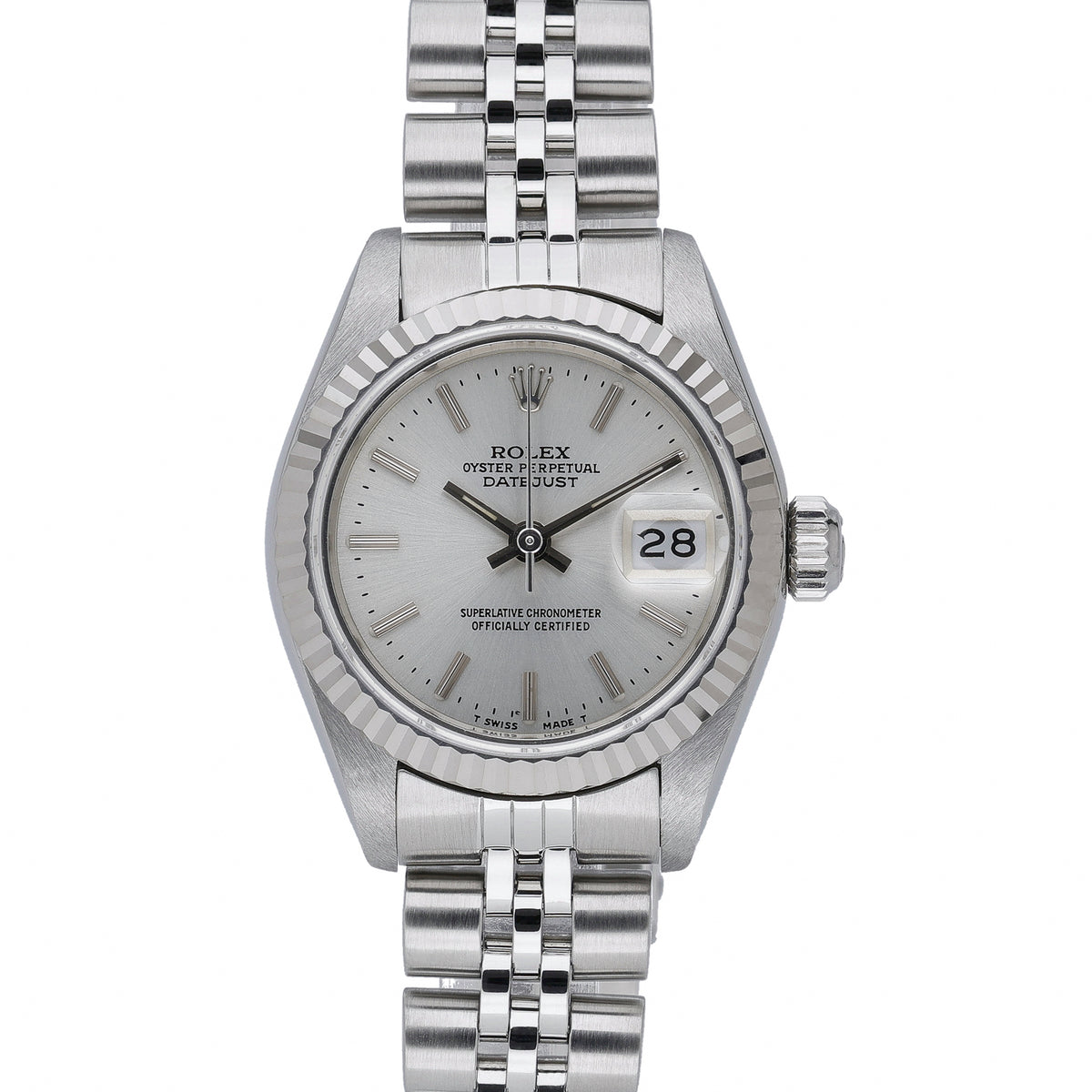 Rolex Datejust 69174 with silver dial and steel & white gold case