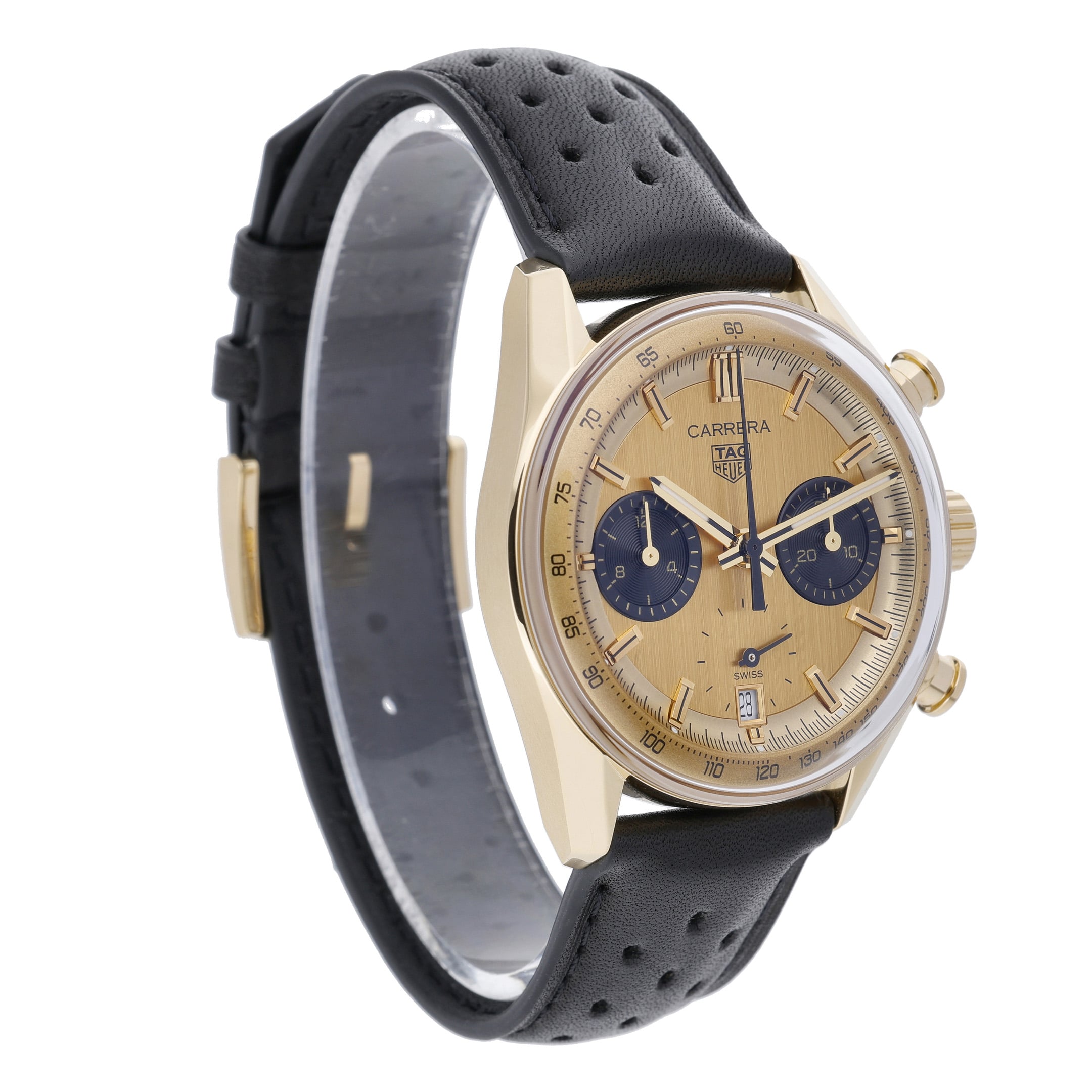 Tag Heuer Carrera Chronograph CBS2240 with champagne dial and 18ct yellow gold case - product image 4